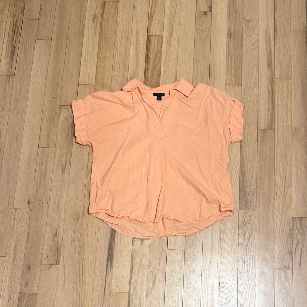 Ann Taylor Peach Short Sleeve Blouse